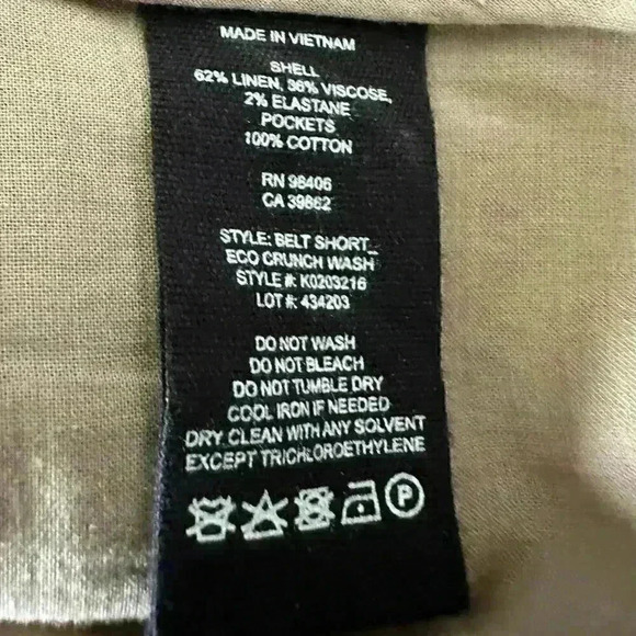 Theory Eco Crunch Belt Shorts in Thyme Linen Blend Size 4 - Picture 8 of 12